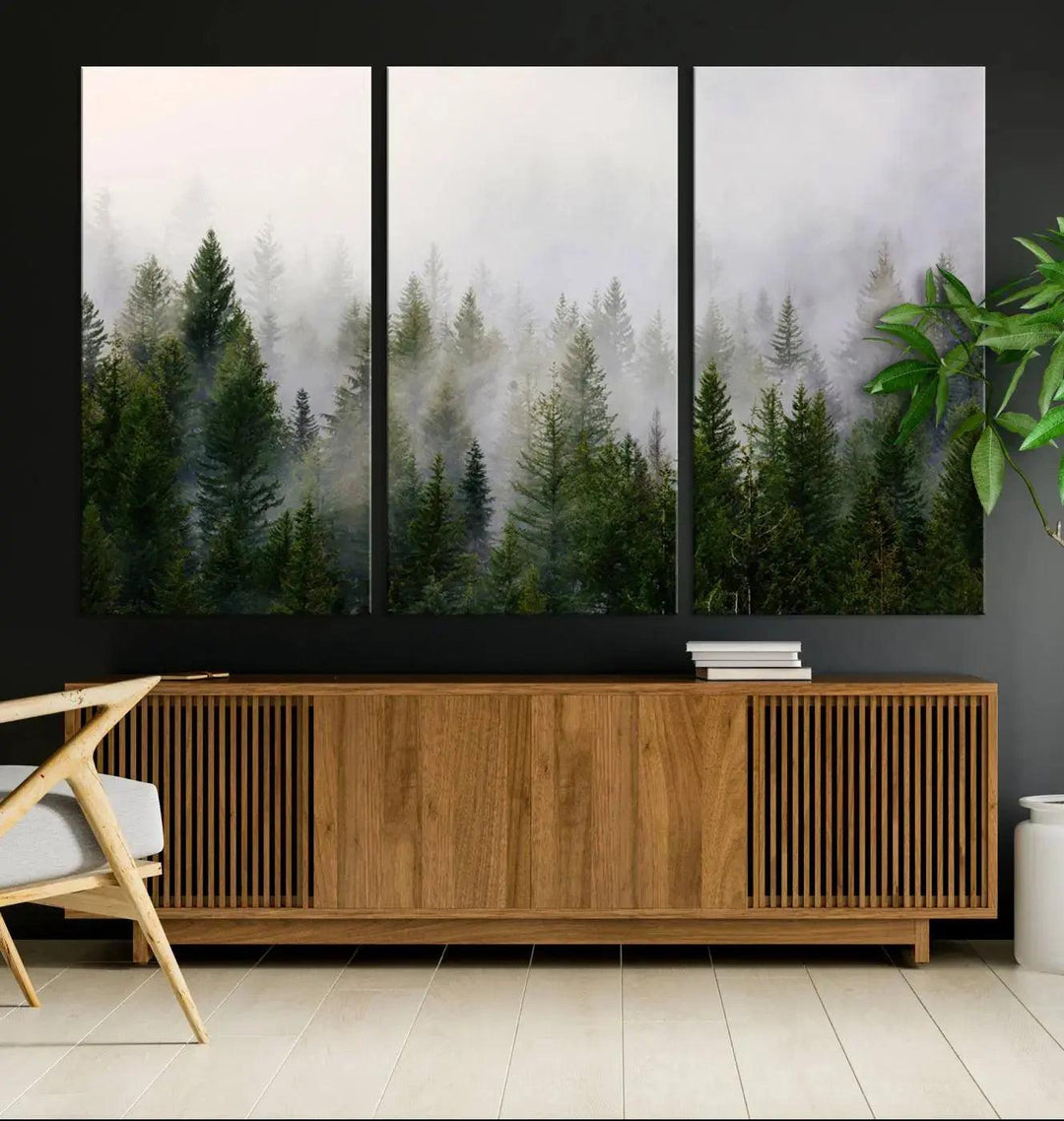 Forest Print, Set of Print, Foggy Nature Poster Forest Piece Set Nordic Photography Misty Forest Photo Foggy