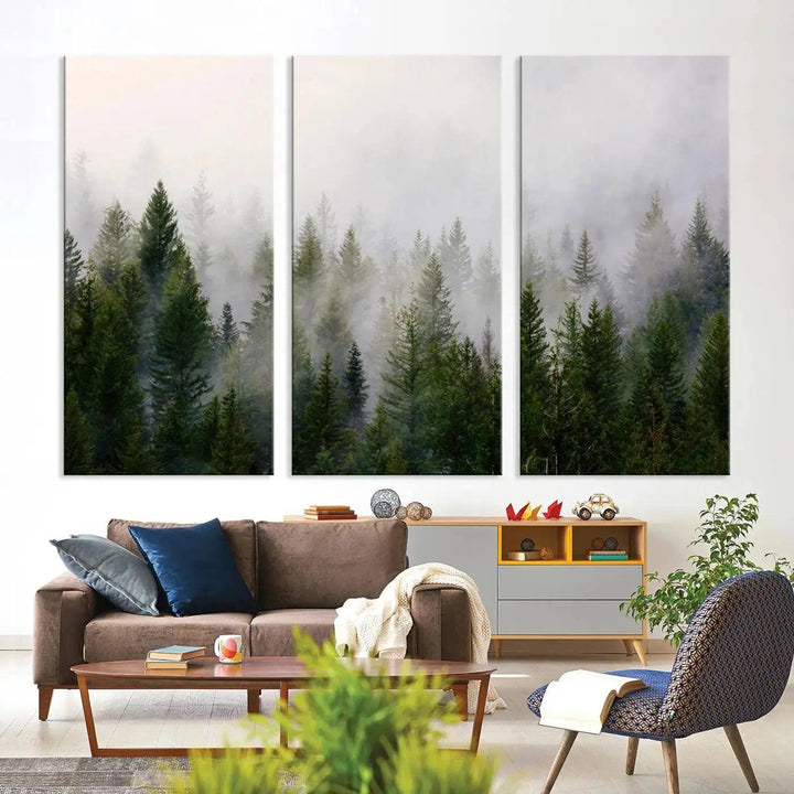 Forest Print, Set of Print, Foggy Nature Poster Forest Piece Set Nordic Photography Misty Forest Photo Foggy