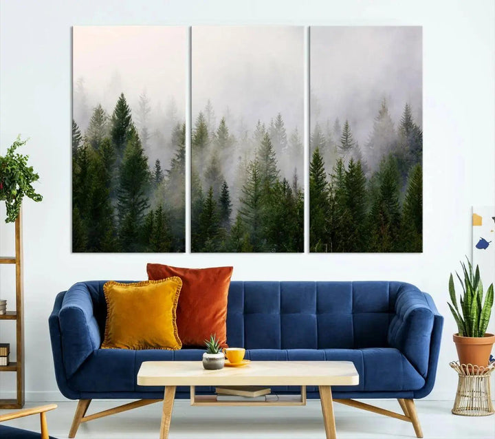 Forest Print, Set of Print, Foggy Nature Poster Forest Piece Set Nordic Photography Misty Forest Photo Foggy