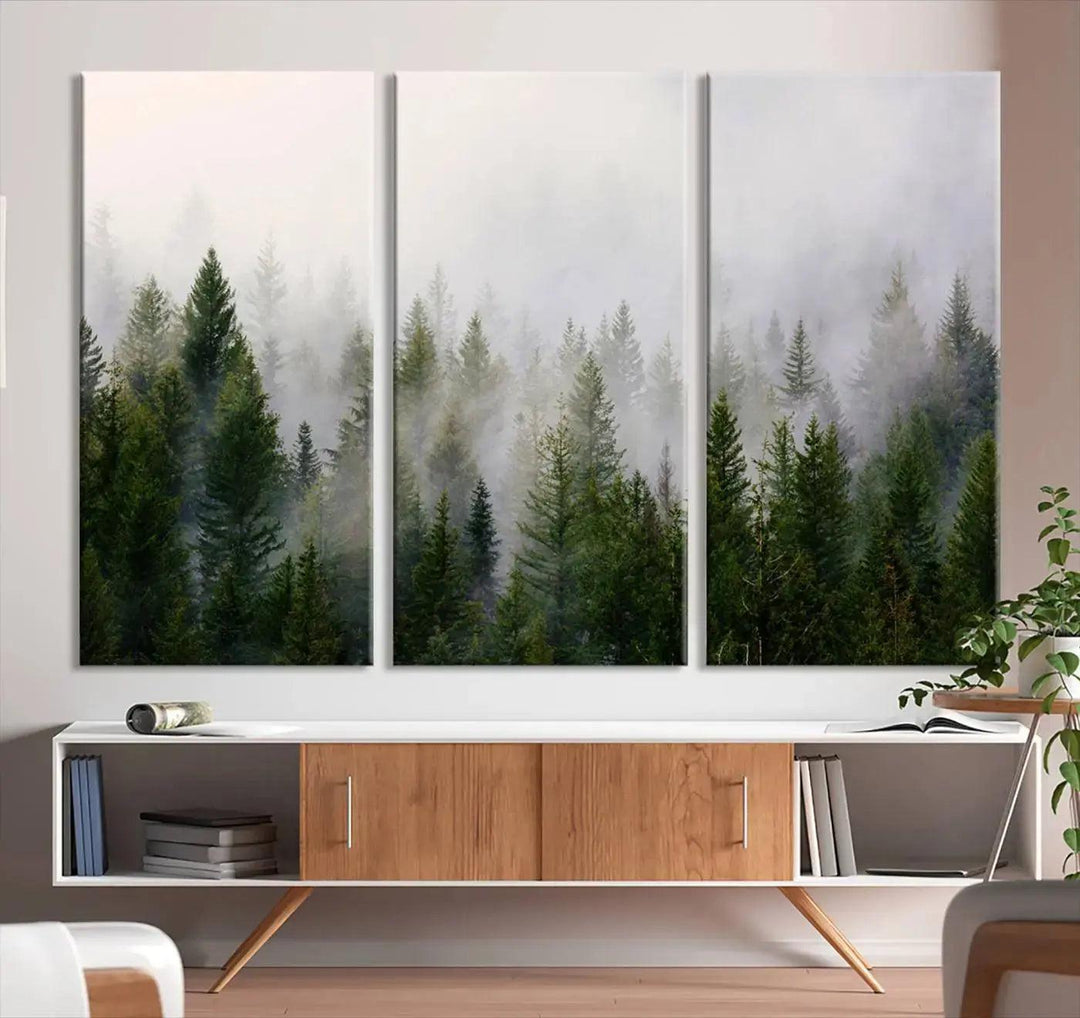 Forest Print, Set of Print, Foggy Nature Poster Forest Piece Set Nordic Photography Misty Forest Photo Foggy