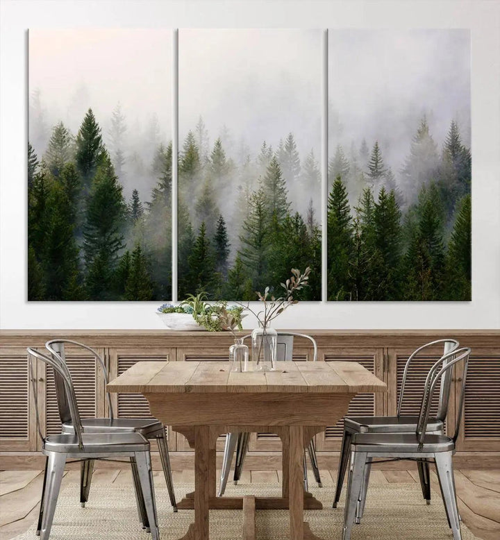 Forest Print, Set of Print, Foggy Nature Poster Forest Piece Set Nordic Photography Misty Forest Photo Foggy