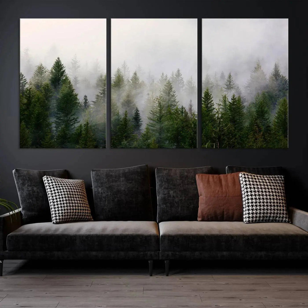 Forest Print, Set of Print, Foggy Nature Poster Forest Piece Set Nordic Photography Misty Forest Photo Foggy