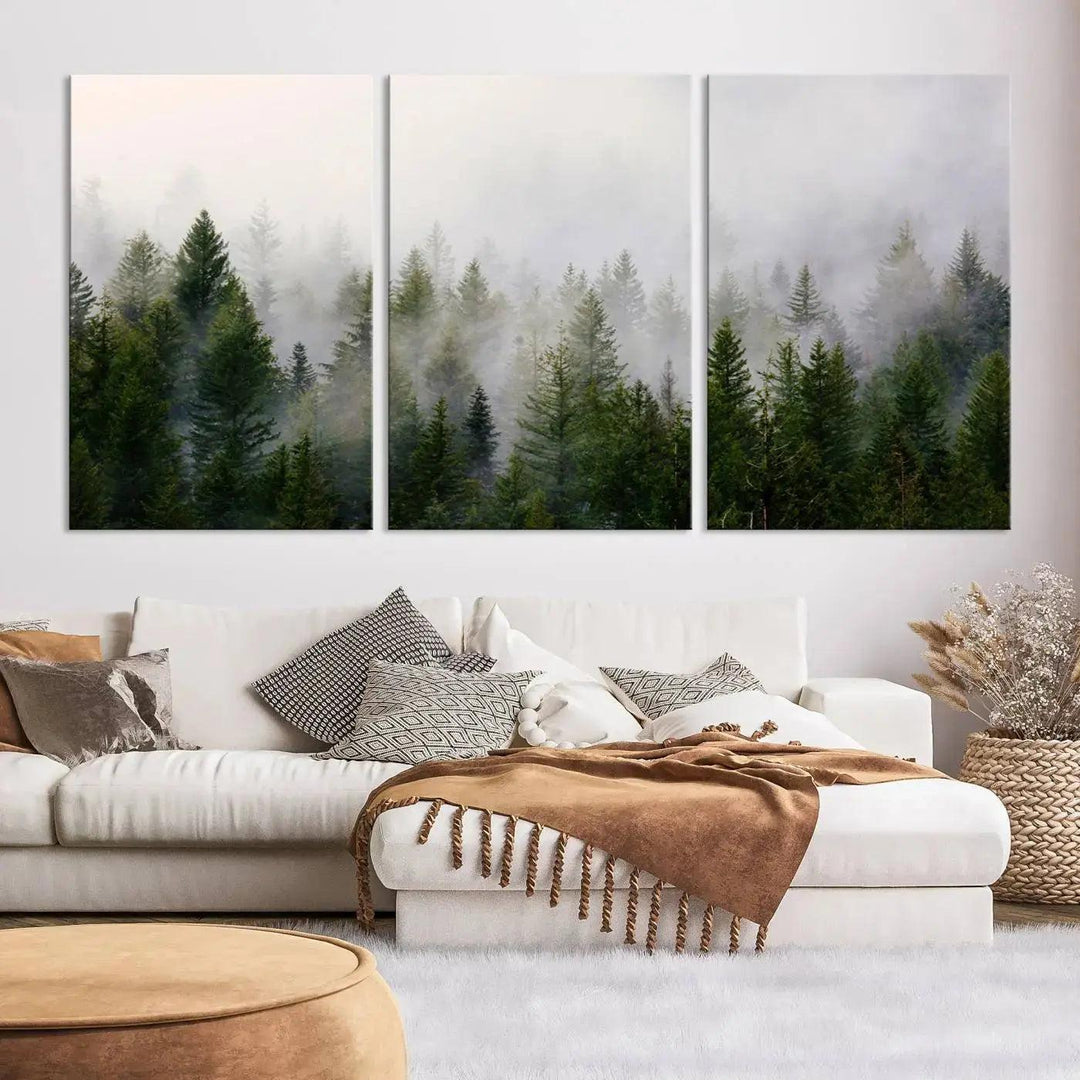 Forest Print, Set of Print, Foggy Nature Poster Forest Piece Set Nordic Photography Misty Forest Photo Foggy