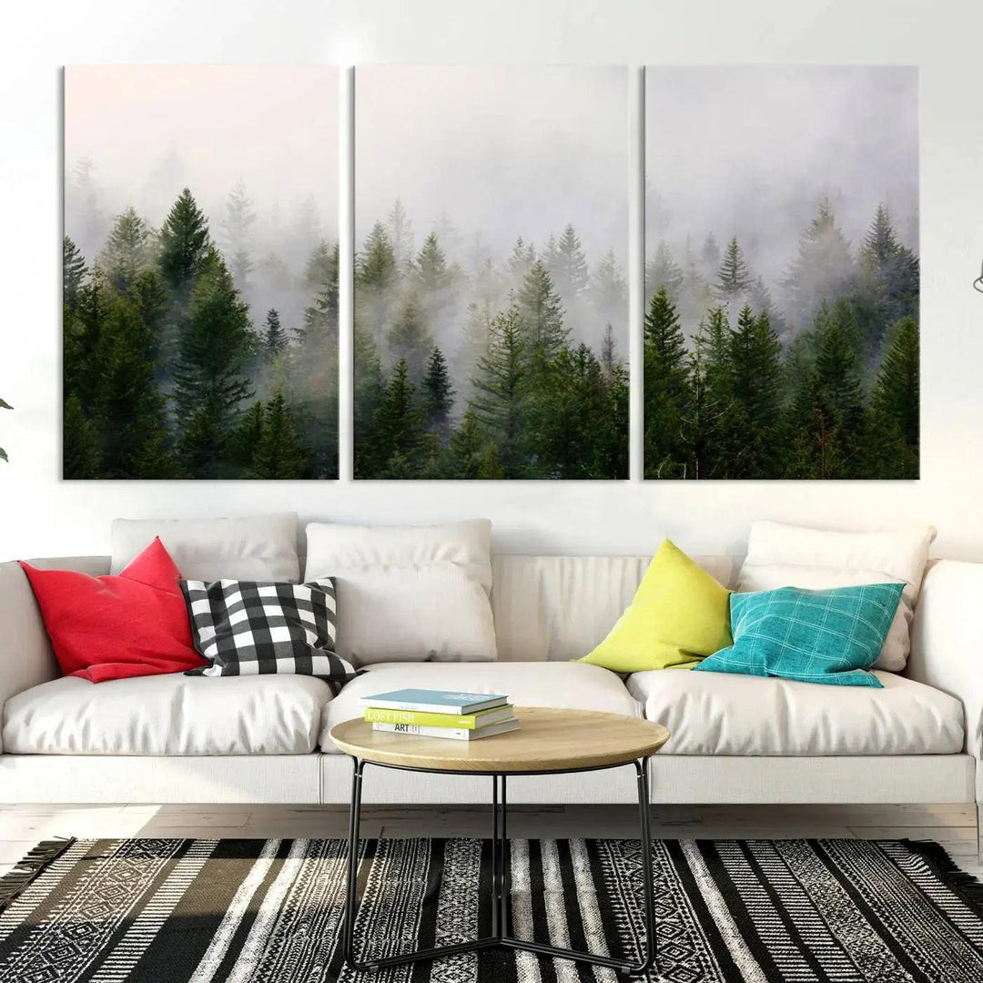 Forest Print, Set of Print, Foggy Nature Poster Forest Piece Set Nordic Photography Misty Forest Photo Foggy