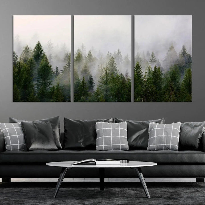 Forest Print, Set of Print, Foggy Nature Poster Forest Piece Set Nordic Photography Misty Forest Photo Foggy