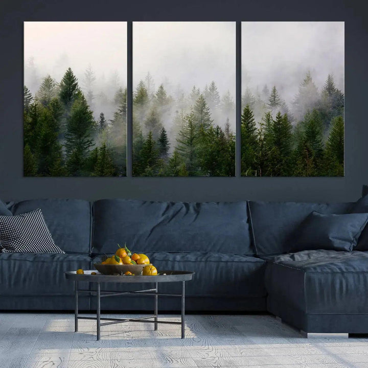 Forest Print, Set of Print, Foggy Nature Poster Forest Piece Set Nordic Photography Misty Forest Photo Foggy