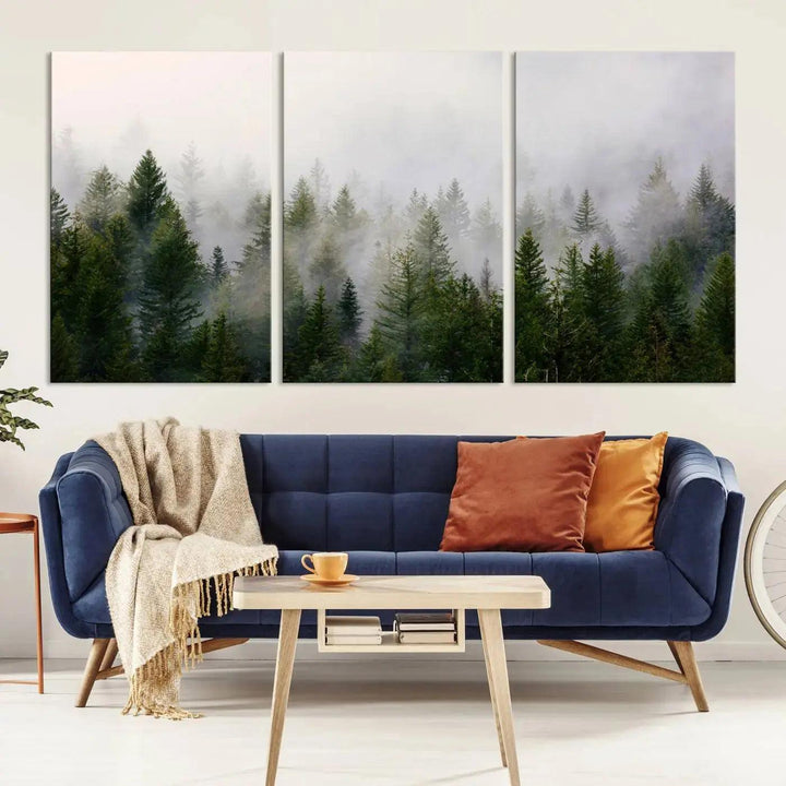 Forest Print, Set of Print, Foggy Nature Poster Forest Piece Set Nordic Photography Misty Forest Photo Foggy