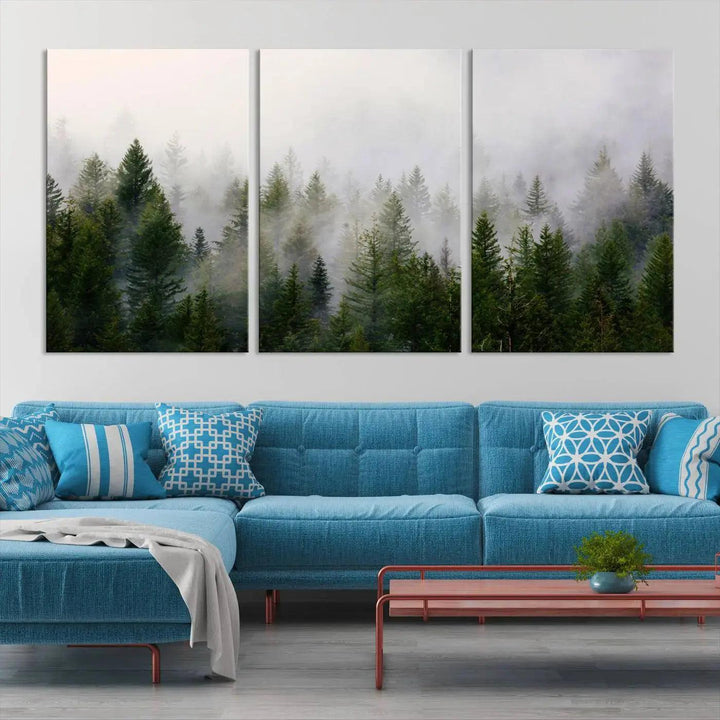 Forest Print, Set of Print, Foggy Nature Poster Forest Piece Set Nordic Photography Misty Forest Photo Foggy