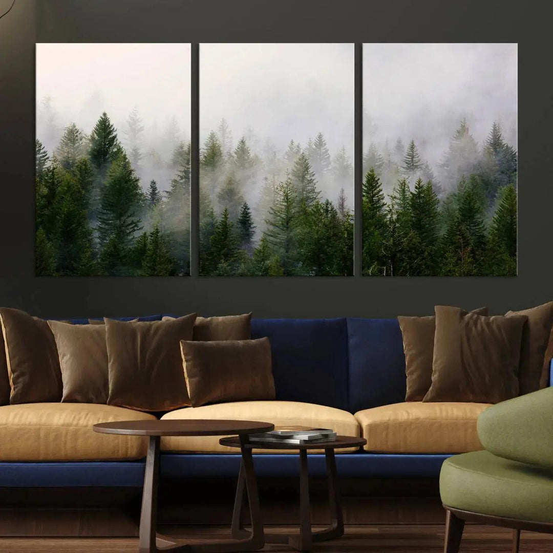 Forest Print, Set of Print, Foggy Nature Poster Forest Piece Set Nordic Photography Misty Forest Photo Foggy