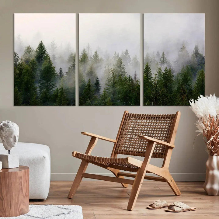 Forest Print, Set of Print, Foggy Nature Poster Forest Piece Set Nordic Photography Misty Forest Photo Foggy