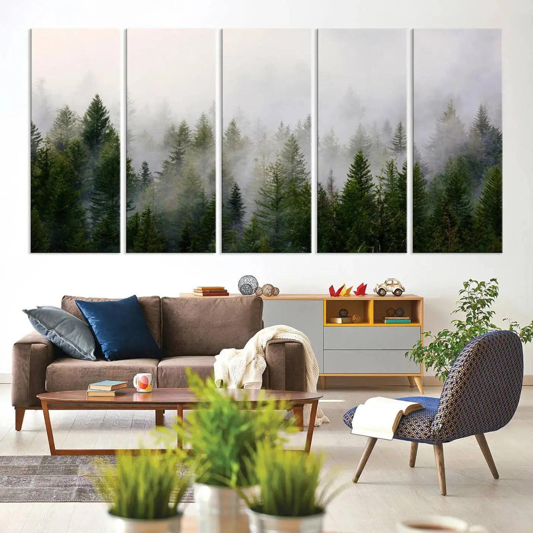 Forest Print, Set of Print, Foggy Nature Poster Forest Piece Set Nordic Photography Misty Forest Photo Foggy