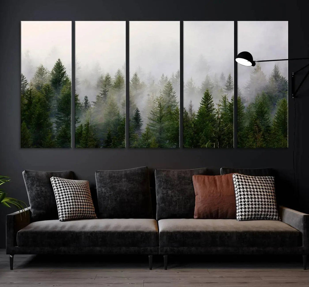 Forest Print, Set of Print, Foggy Nature Poster Forest Piece Set Nordic Photography Misty Forest Photo Foggy