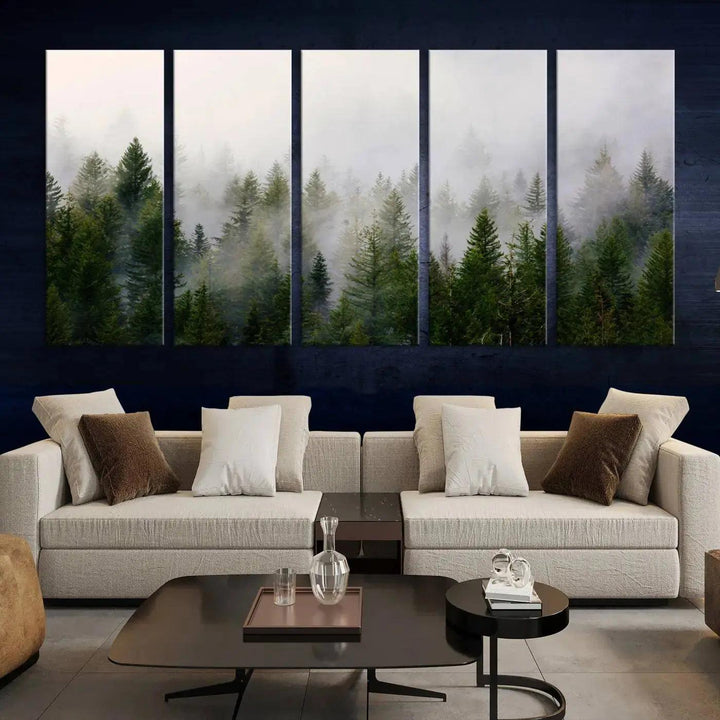 Forest Print, Set of Print, Foggy Nature Poster Forest Piece Set Nordic Photography Misty Forest Photo Foggy