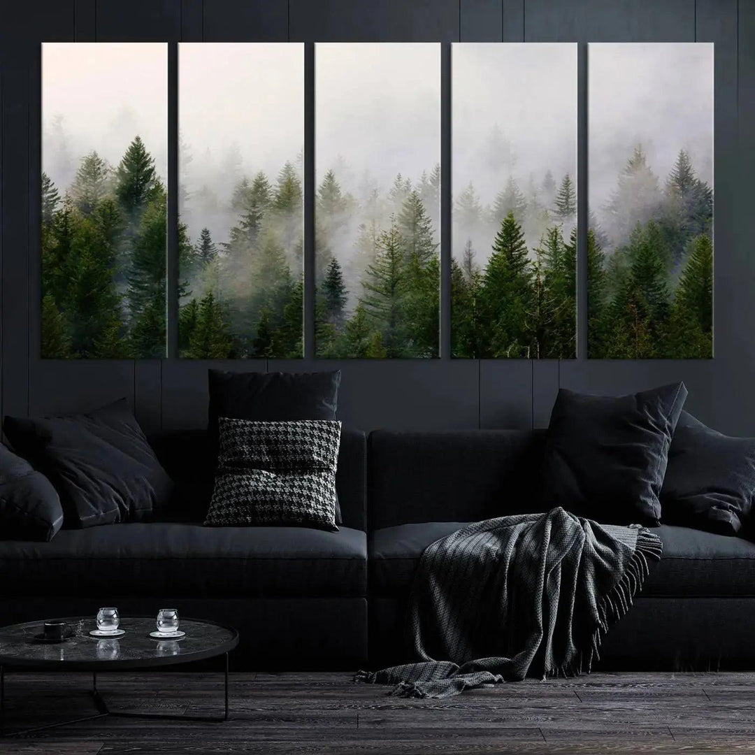 Forest Print, Set of Print, Foggy Nature Poster Forest Piece Set Nordic Photography Misty Forest Photo Foggy