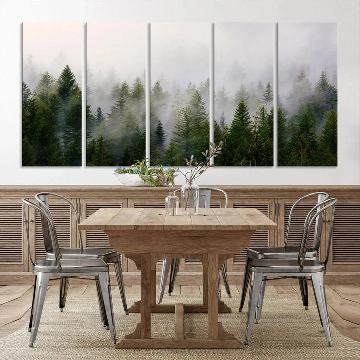 Forest Print, Set of Print, Foggy Nature Poster Forest Piece Set Nordic Photography Misty Forest Photo Foggy