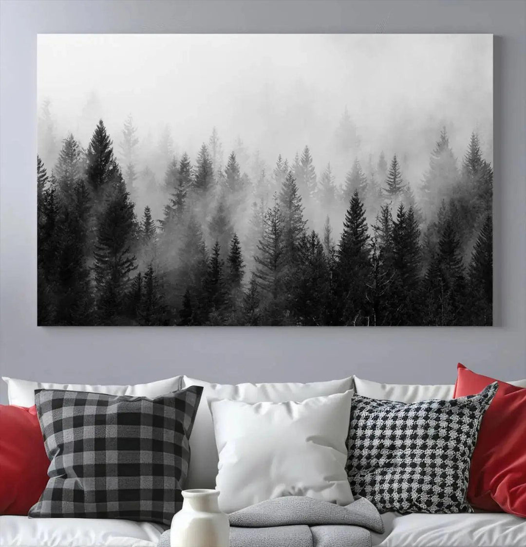 Forest Print, Set of Print, Foggy Nature Poster Forest Piece Set Nordic Photography Misty Forest Photo Foggy