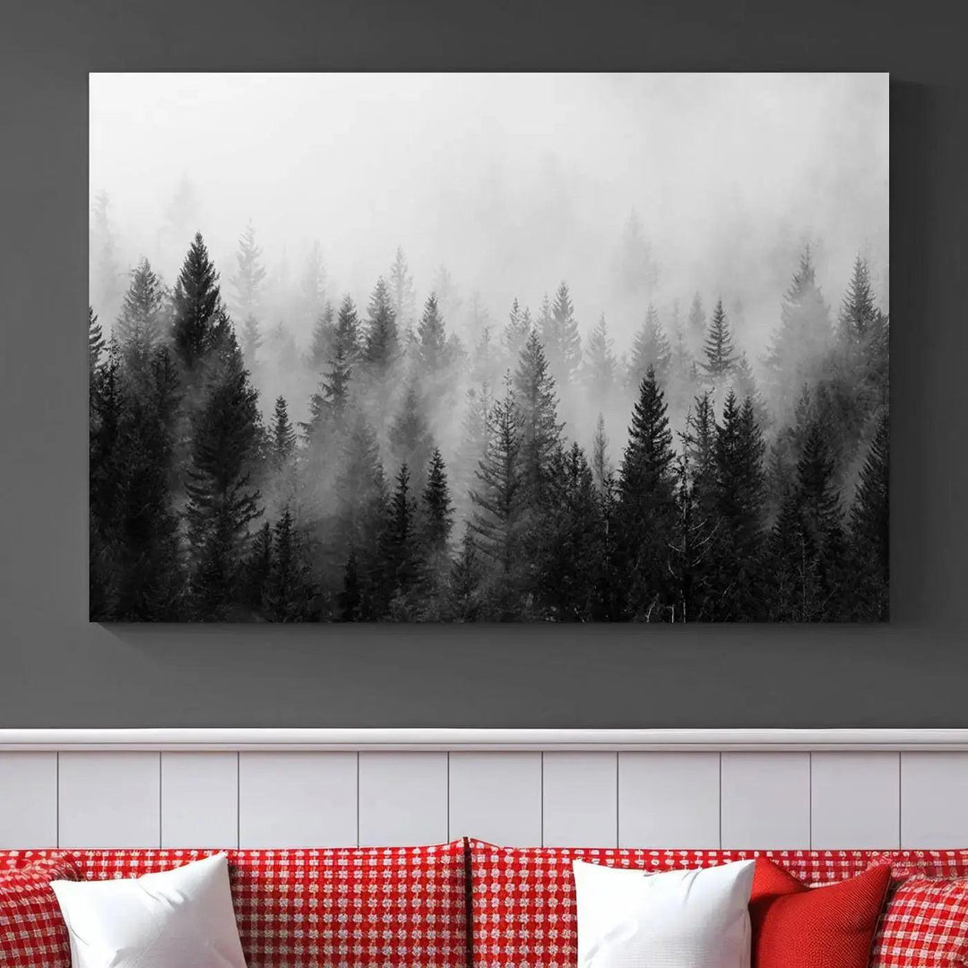 Forest Print, Set of Print, Foggy Nature Poster Forest Piece Set Nordic Photography Misty Forest Photo Foggy