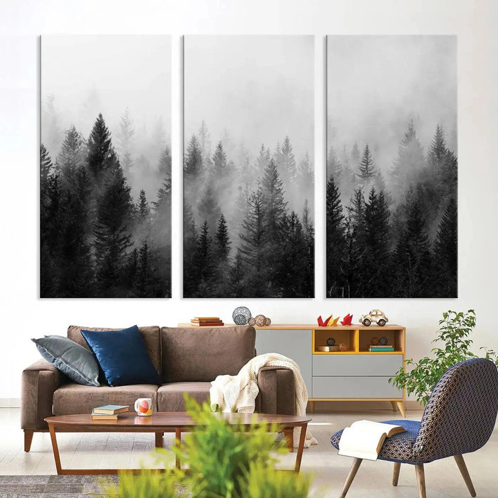 Forest Print, Set of Print, Foggy Nature Poster Forest Piece Set Nordic Photography Misty Forest Photo Foggy