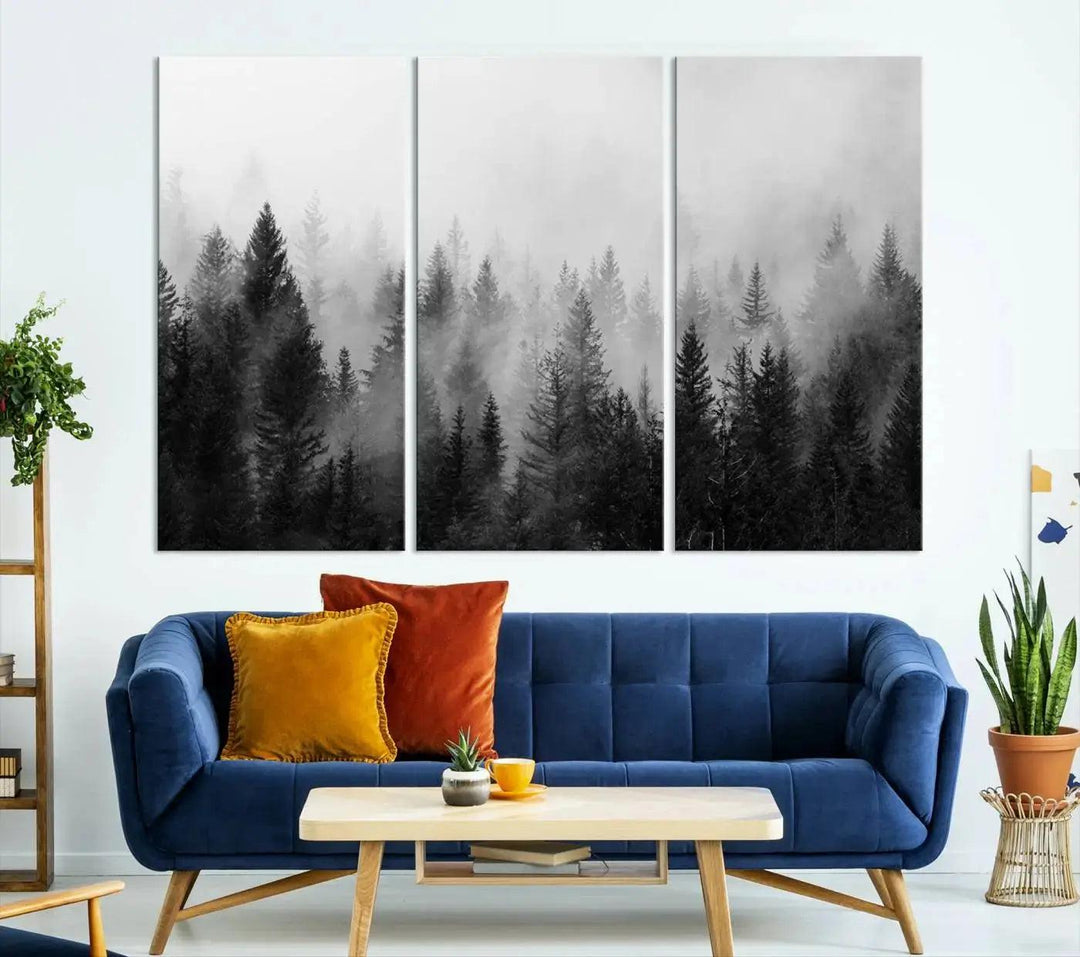 Forest Print, Set of Print, Foggy Nature Poster Forest Piece Set Nordic Photography Misty Forest Photo Foggy