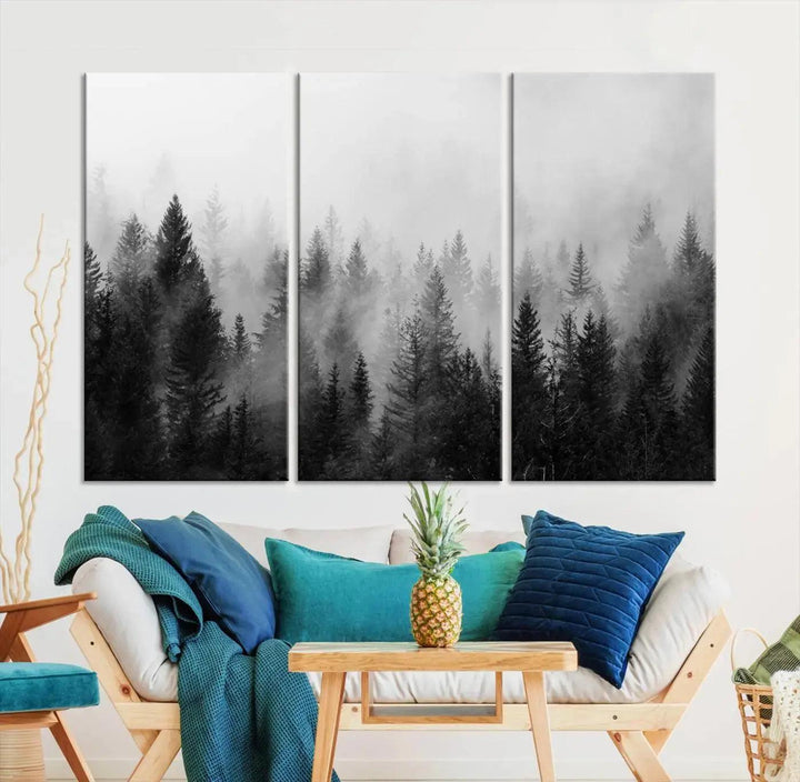 Forest Print, Set of Print, Foggy Nature Poster Forest Piece Set Nordic Photography Misty Forest Photo Foggy