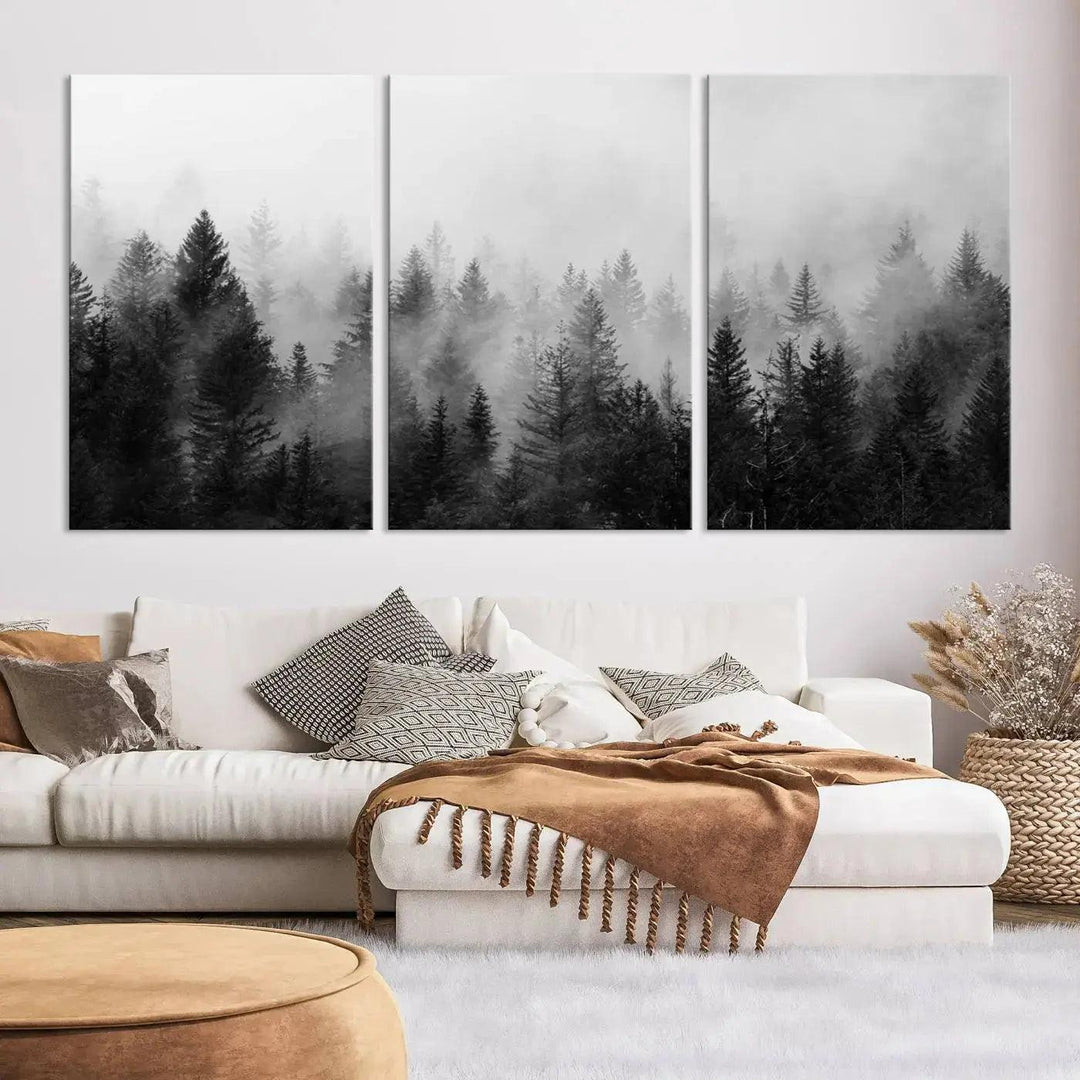 Forest Print, Set of Print, Foggy Nature Poster Forest Piece Set Nordic Photography Misty Forest Photo Foggy