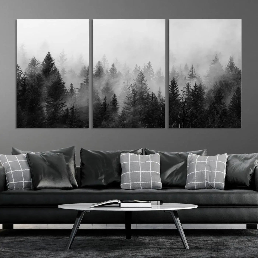 Forest Print, Set of Print, Foggy Nature Poster Forest Piece Set Nordic Photography Misty Forest Photo Foggy