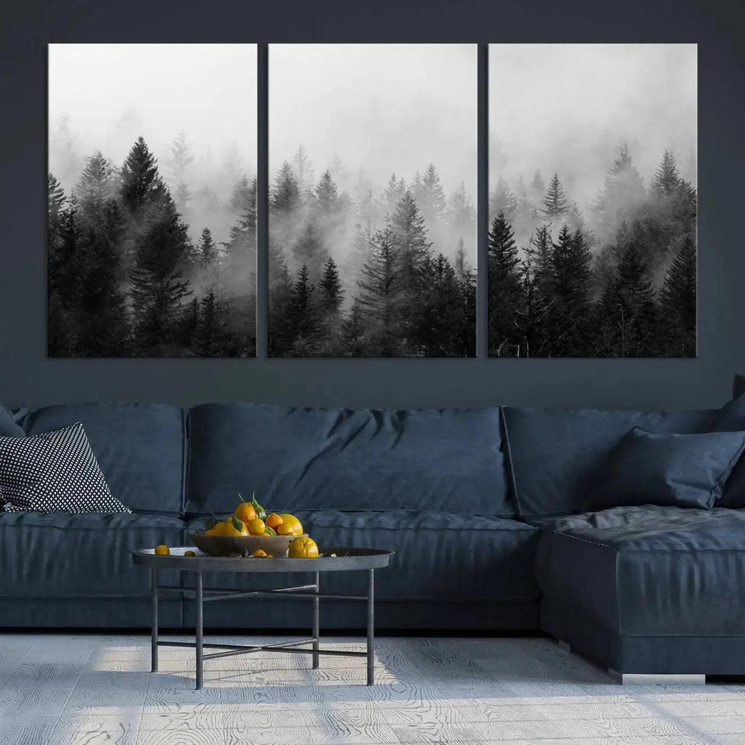 Forest Print, Set of Print, Foggy Nature Poster Forest Piece Set Nordic Photography Misty Forest Photo Foggy