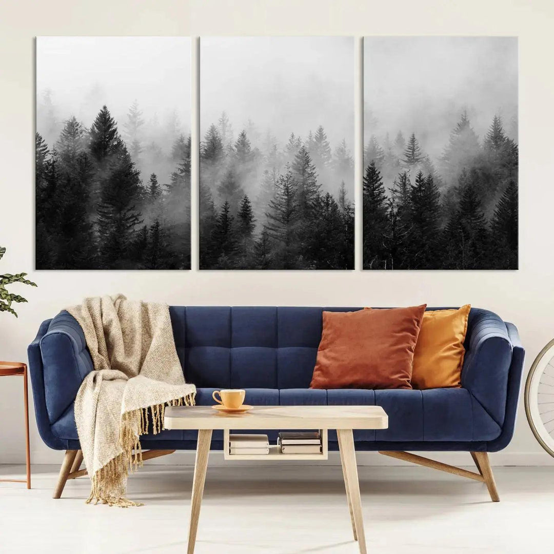 Forest Print, Set of Print, Foggy Nature Poster Forest Piece Set Nordic Photography Misty Forest Photo Foggy