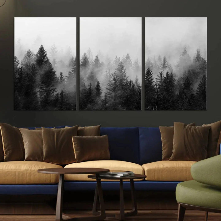 Forest Print, Set of Print, Foggy Nature Poster Forest Piece Set Nordic Photography Misty Forest Photo Foggy