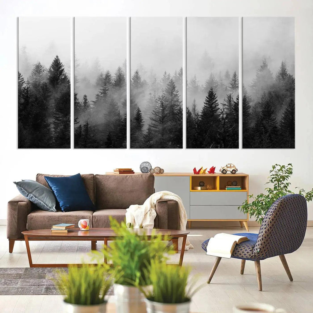 Forest Print, Set of Print, Foggy Nature Poster Forest Piece Set Nordic Photography Misty Forest Photo Foggy