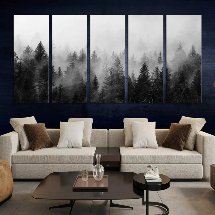 Forest Print, Set of Print, Foggy Nature Poster Forest Piece Set Nordic Photography Misty Forest Photo Foggy