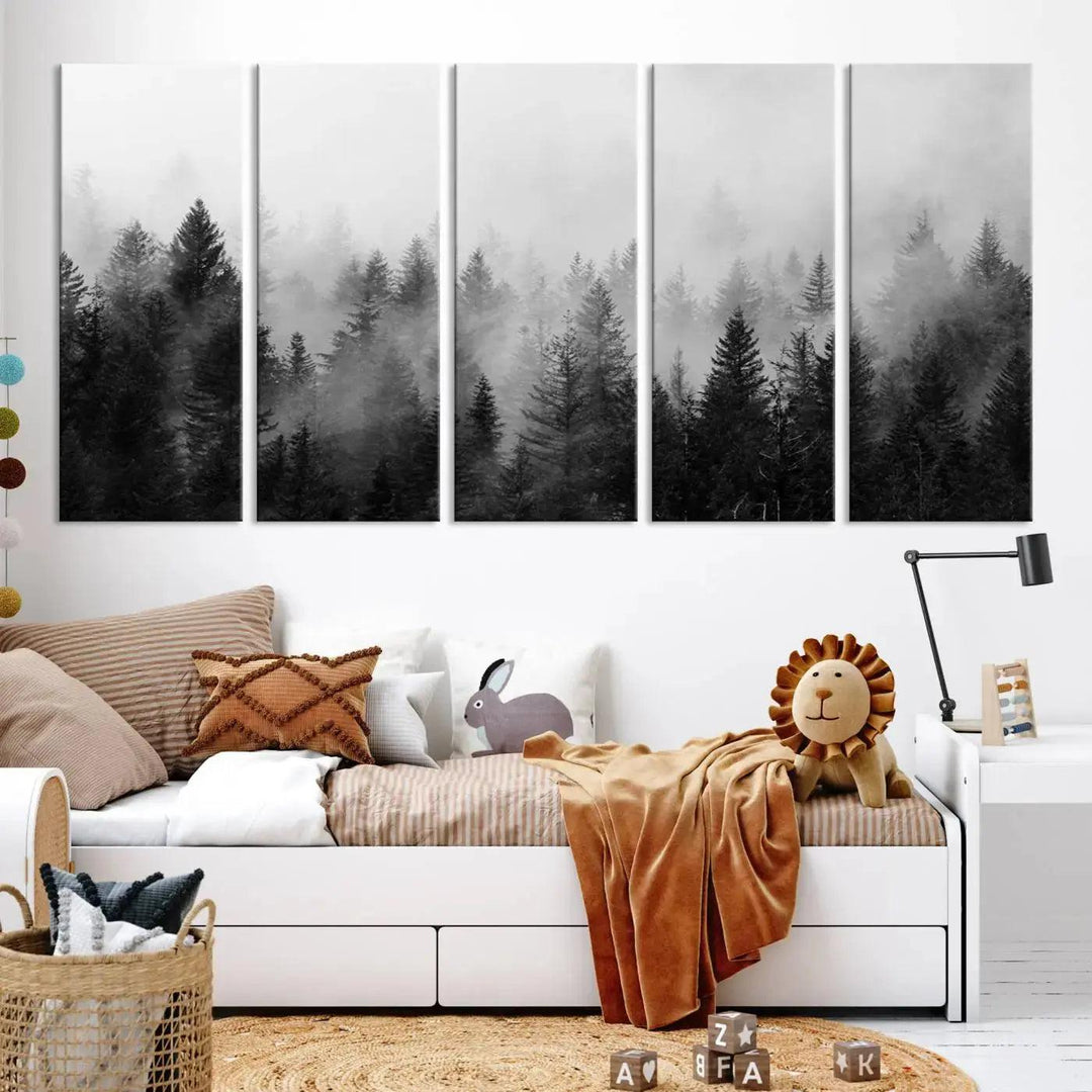 Forest Print, Set of Print, Foggy Nature Poster Forest Piece Set Nordic Photography Misty Forest Photo Foggy