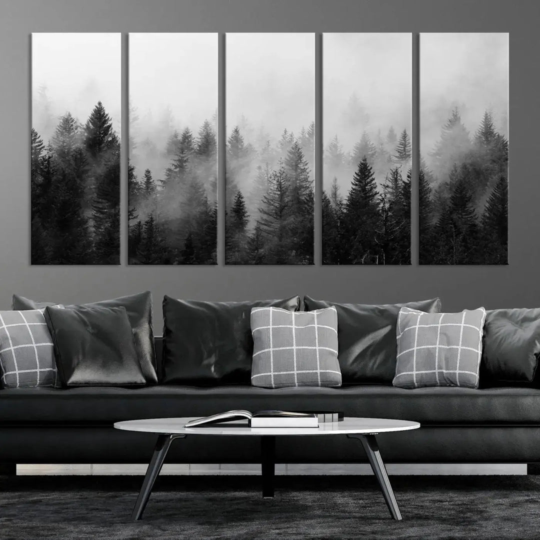 Forest Print, Set of Print, Foggy Nature Poster Forest Piece Set Nordic Photography Misty Forest Photo Foggy