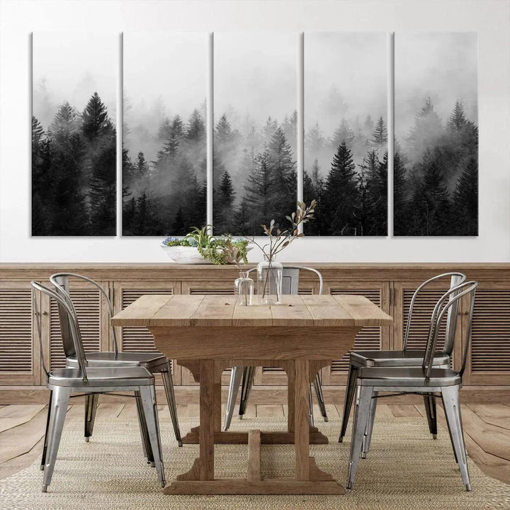 Forest Print, Set of Print, Foggy Nature Poster Forest Piece Set Nordic Photography Misty Forest Photo Foggy