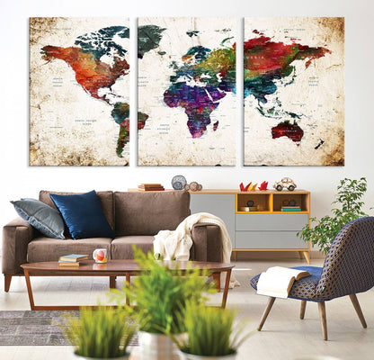 38650-MGV-CV-36X24-Framed World Map Wall Art - Elegant World Map Canvas Print for Sophisticated Home and Office