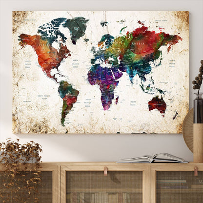 38650-MGV-CV-36X24-Framed World Map Wall Art - Elegant World Map Canvas Print for Sophisticated Home and Office