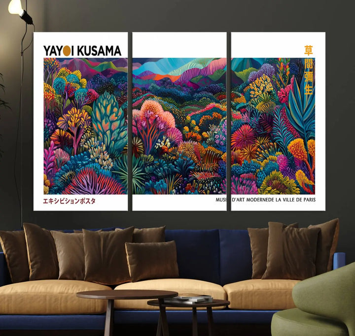 Framed Yayoi Kusama 1986 Wall Art Print – Japanese Wall Art Print, Wabi Sabi Yayoi Kusama Print - Vibrant Abstract Landscape Canvas Print