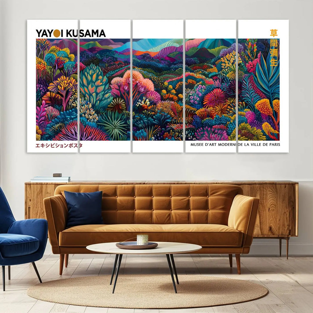 Framed Yayoi Kusama 1986 Wall Art Print – Japanese Wall Art Print, Wabi Sabi Yayoi Kusama Print - Vibrant Abstract Landscape Canvas Print