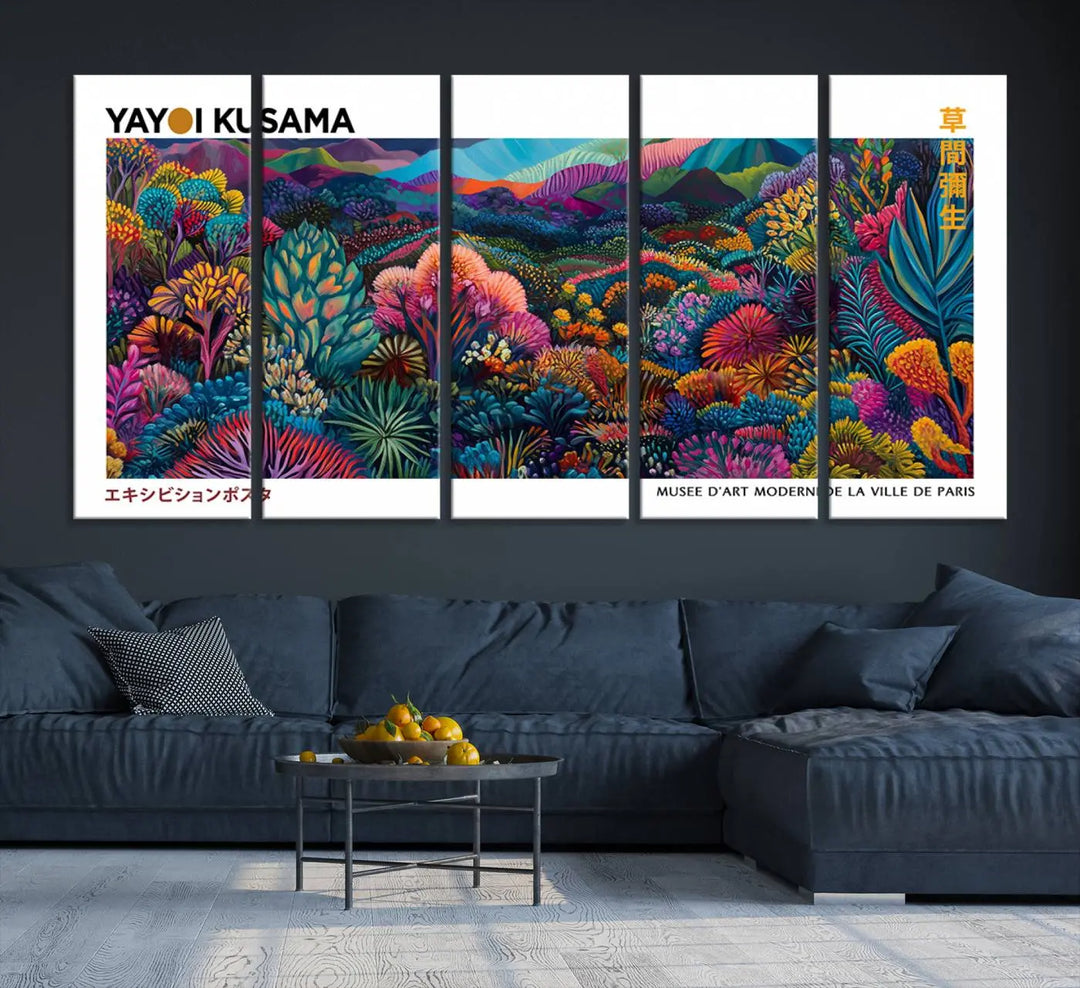 Framed Yayoi Kusama 1986 Wall Art Print – Japanese Wall Art Print, Wabi Sabi Yayoi Kusama Print - Vibrant Abstract Landscape Canvas Print