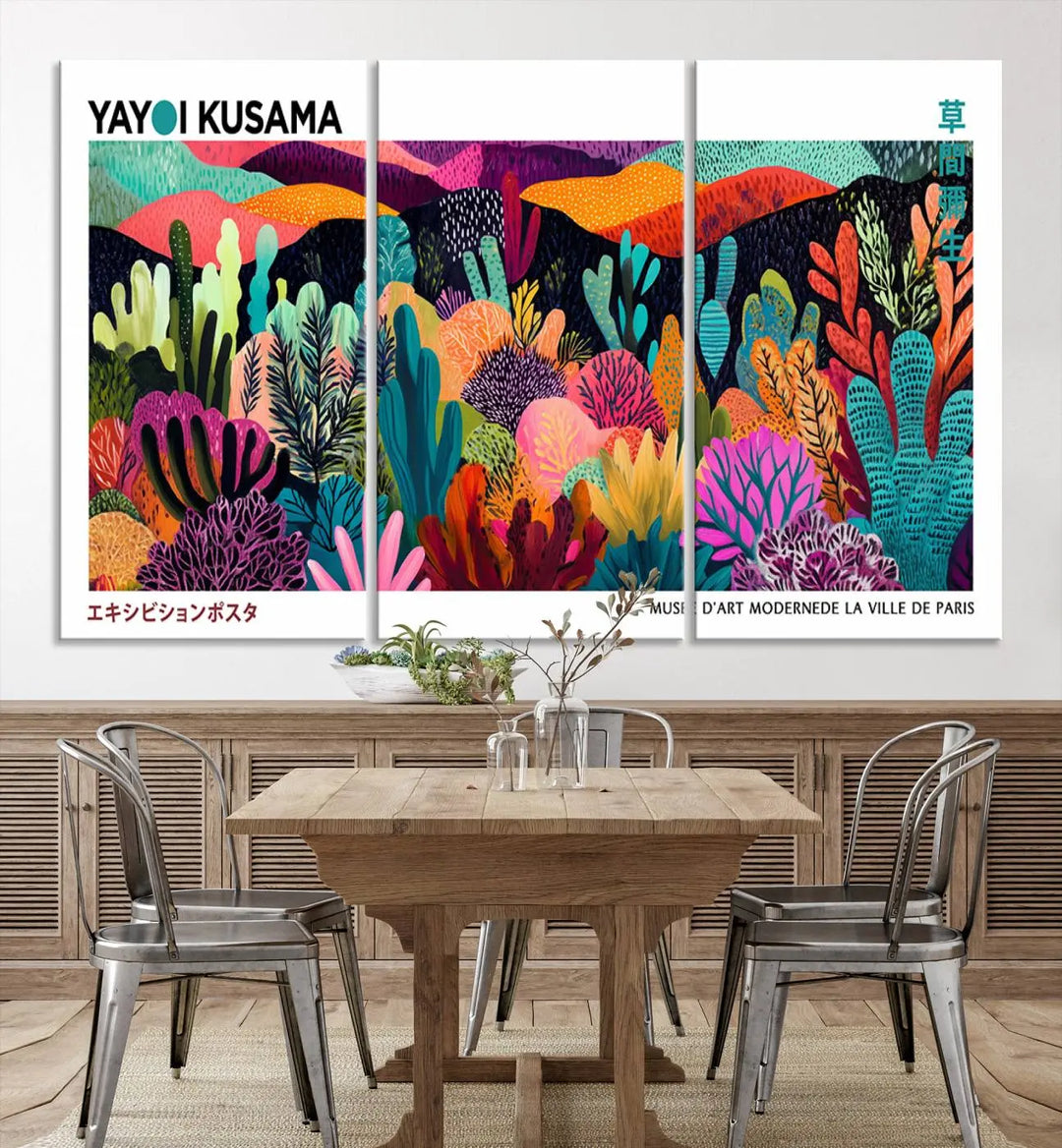 Framed Yayoi Kusama 1986 Wall Art Print – Japanese Wall Art Print, Wabi Sabi Yayoi Kusama Print - Vibrant Abstract Landscape Canvas Print