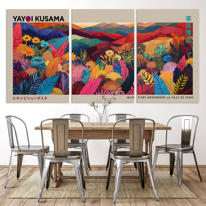 Framed Yayoi Kusama 1986 Wall Art Print – Japanese Wall Art Print, Wabi Sabi Yayoi Kusama Print - Vibrant Abstract Landscape Canvas Print