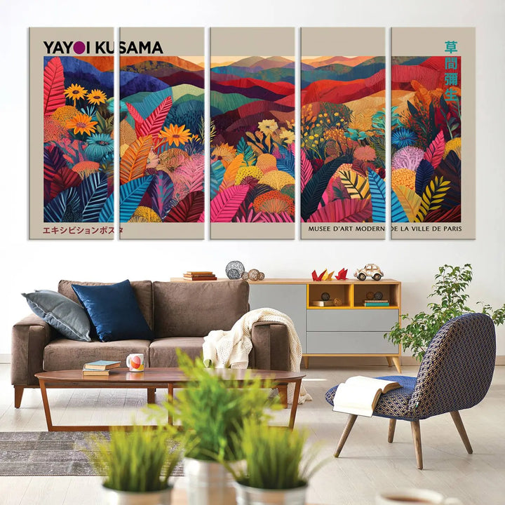 Framed Yayoi Kusama 1986 Wall Art Print – Japanese Wall Art Print, Wabi Sabi Yayoi Kusama Print - Vibrant Abstract Landscape Canvas Print