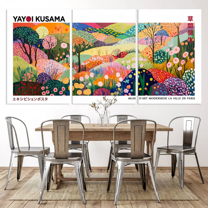 Framed Yayoi Kusama 1986 Wall Art Print – Japanese Wall Art Print, Wabi Sabi Yayoi Kusama Print - Vibrant Abstract Landscape Canvas Print