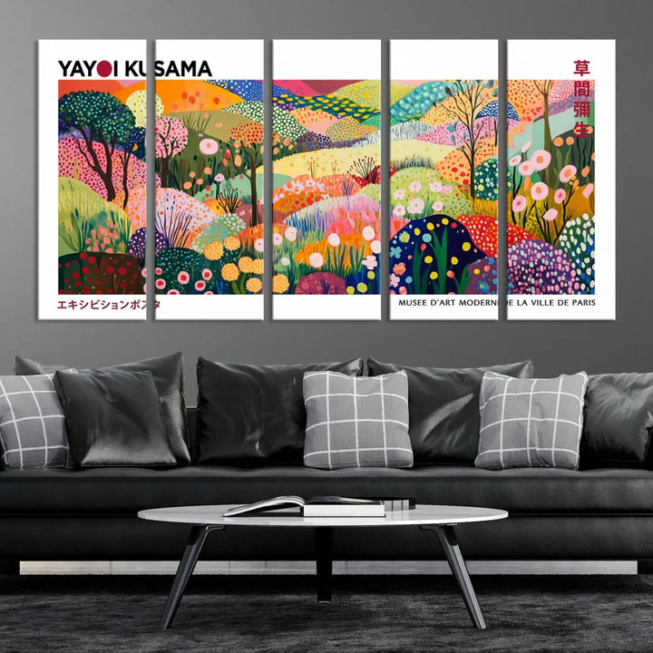 Framed Yayoi Kusama 1986 Wall Art Print – Japanese Wall Art Print, Wabi Sabi Yayoi Kusama Print - Vibrant Abstract Landscape Canvas Print