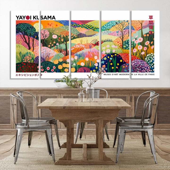 Framed Yayoi Kusama 1986 Wall Art Print – Japanese Wall Art Print, Wabi Sabi Yayoi Kusama Print - Vibrant Abstract Landscape Canvas Print