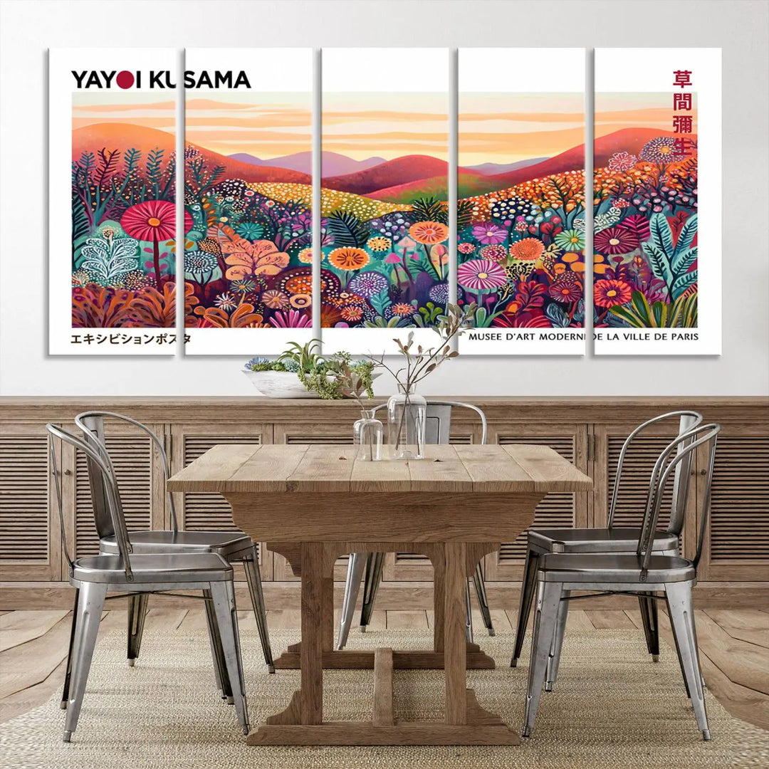 Framed Yayoi Kusama 1986 Wall Art Print – Japanese Wall Art Print, Wabi Sabi Yayoi Kusama Print - Vibrant Abstract Landscape Canvas Print