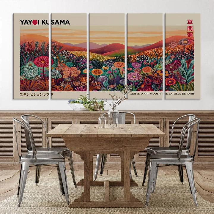 Framed Yayoi Kusama 1986 Wall Art Print – Japanese Wall Art Print, Wabi Sabi Yayoi Kusama Print - Vibrant Abstract Landscape Canvas Print