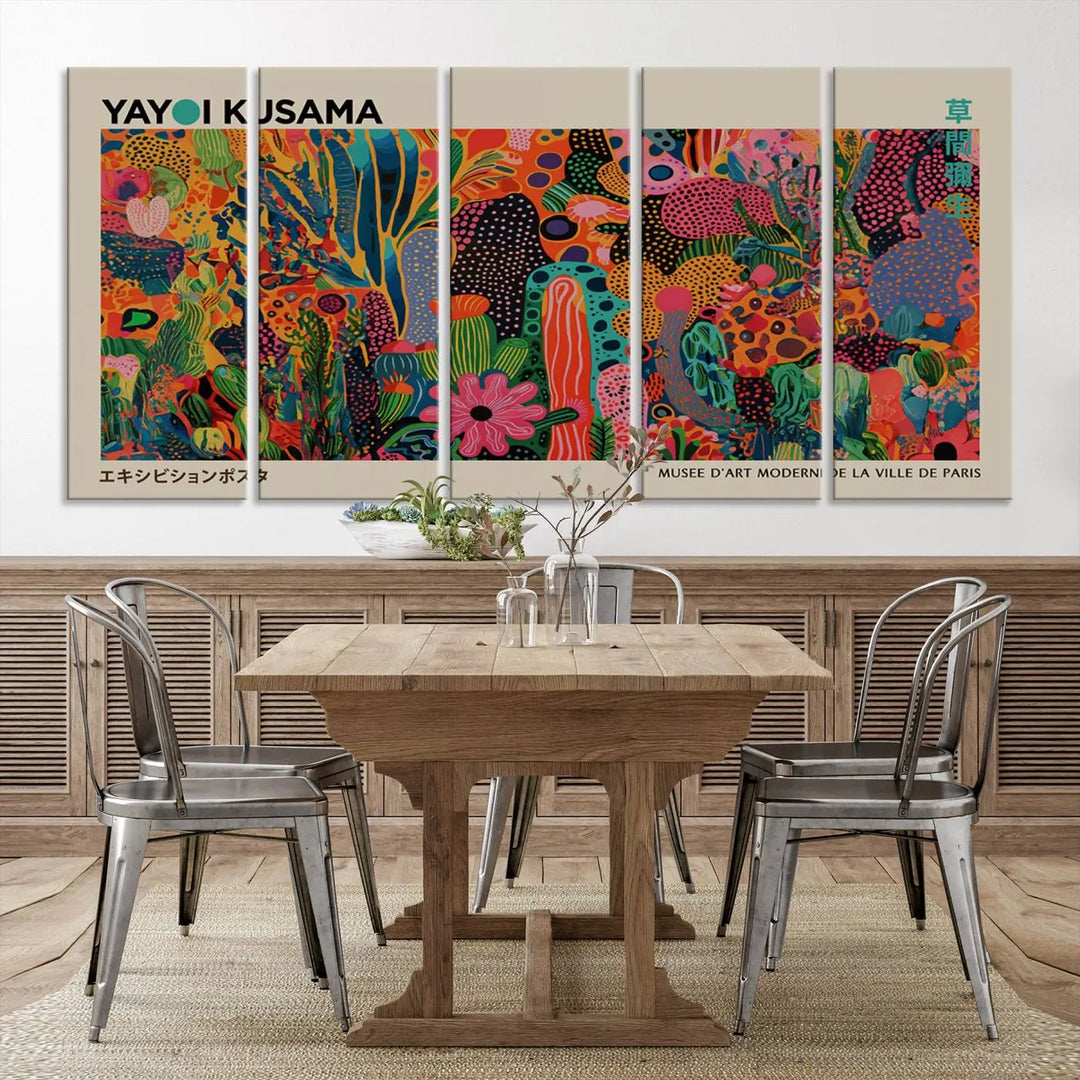 Framed Yayoi Kusama 1986 Wall Art Print – Japanese Wall Art Print, Wabi Sabi Yayoi Kusama Print - Vibrant Abstract Landscape Canvas Print