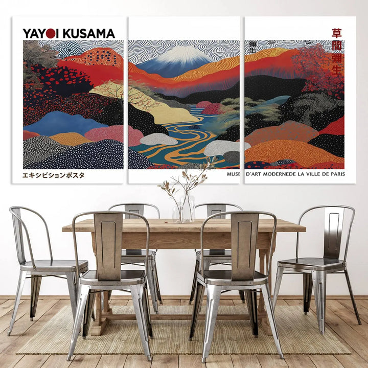 Framed Yayoi Kusama 1986 Wall Art Print – Japanese Wall Art Print, Wabi Sabi Yayoi Kusama Print - Vibrant Abstract Landscape Canvas Print