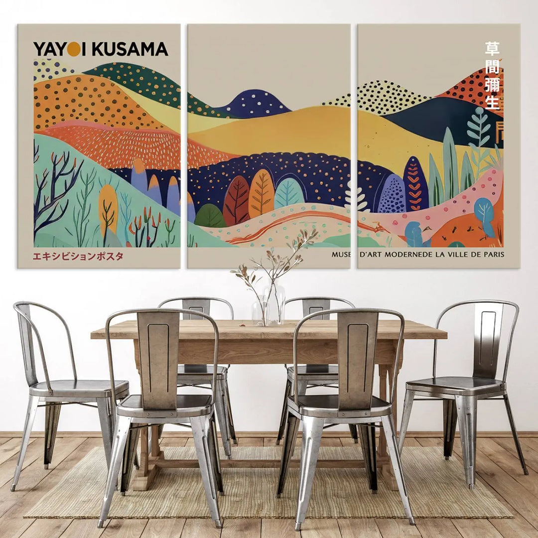 Framed Yayoi Kusama 1986 Wall Art Print – Japanese Wall Art Print, Wabi Sabi Yayoi Kusama Print - Vibrant Abstract Landscape Canvas Print